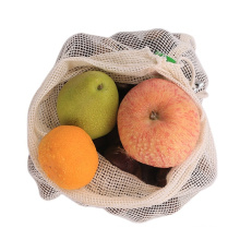 Drawstring laundry organic cotton mesh produce bag for fruit storage cotton mesh bag